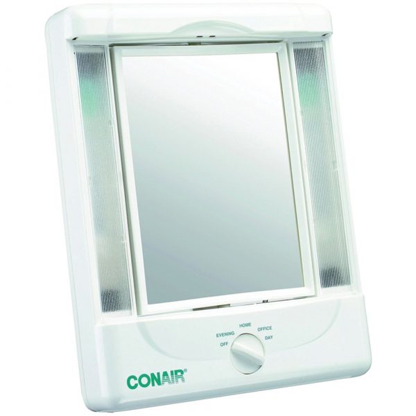 Lighted makeup mirror